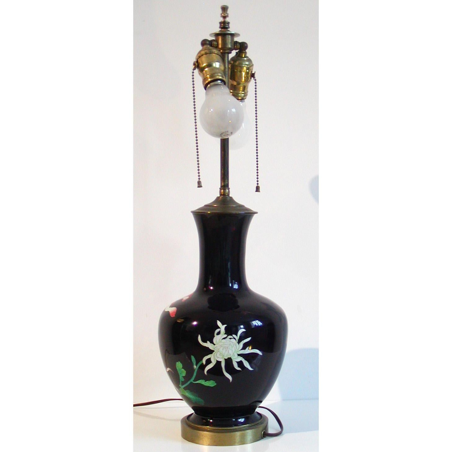 Japonisme Japanese Cloisonne Vase Table Lamp For Sale