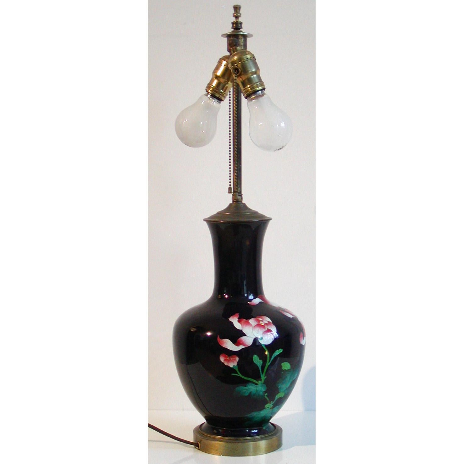 Japanese Cloisonne Vase Table Lamp In Good Condition For Sale In New York, NY