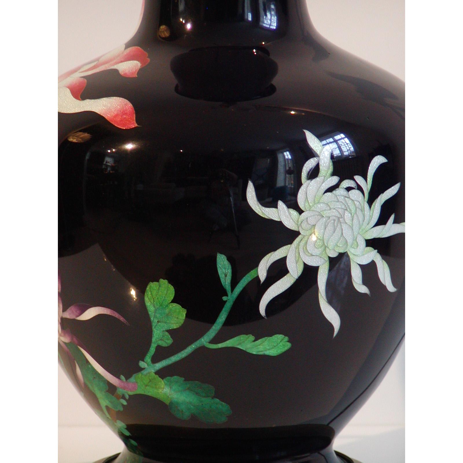 Japanese Cloisonne Vase Table Lamp For Sale 1