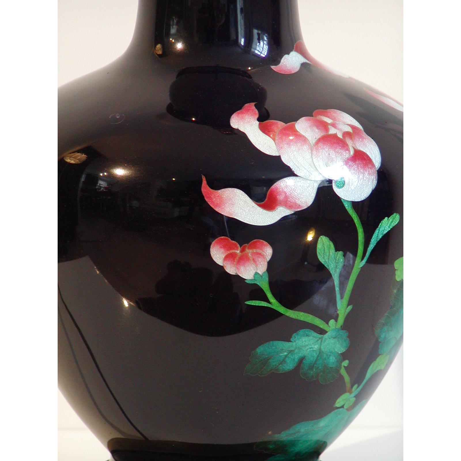 Japanese Cloisonne Vase Table Lamp For Sale 2