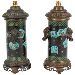 Japanese Cloisonné Vases Converted to Table Lamps