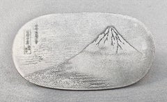 Japanese Collection in box of Three Pure Silver Kobans of "Katsushika Hokusai"
