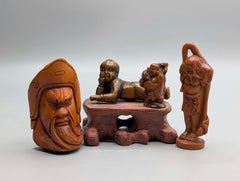 Japanese Collection of Boxwood Carved Netsuke Group of Four
