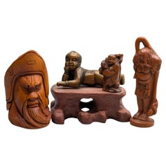 Japanese Collection of Boxwood Carved Netsuke Group of Four