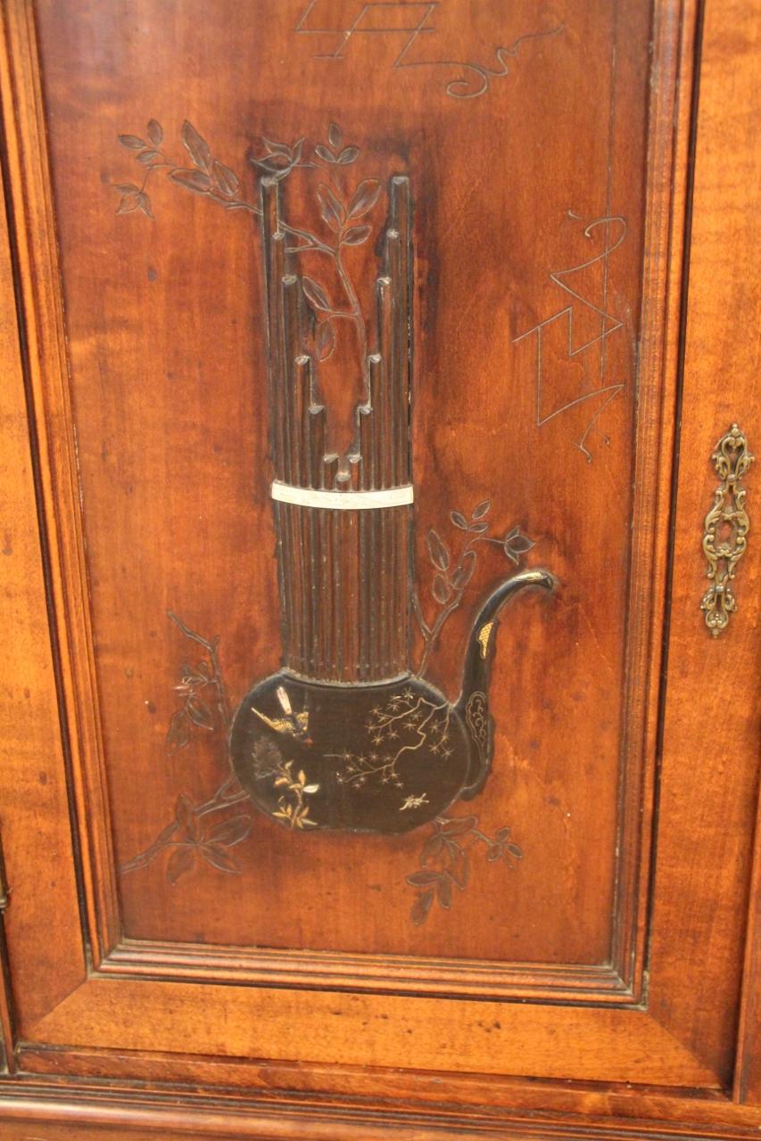 Wood Japanese Collector's Cabinet Attributed To Viardot For Sale