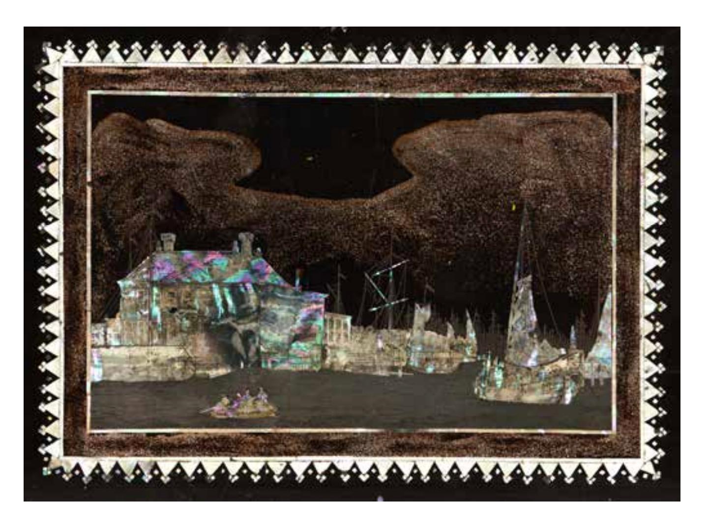 An important Japanese lacquer box with a view of The 'Nieuwe Stadsherberg Van Amsterdam

Nagasaki, Edo-period, 1830-1840

The black lacquered wood box, decorated in gold and inlaid with mother-of-pearl, depicting the cityscape of