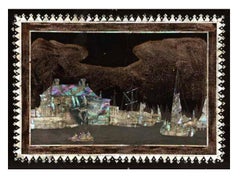 Japanische Kolonial- Nagsaki-Lackkasten aus der japanischen Kolonialzeit mit Darstellung von Amsterdam, 1830-1840