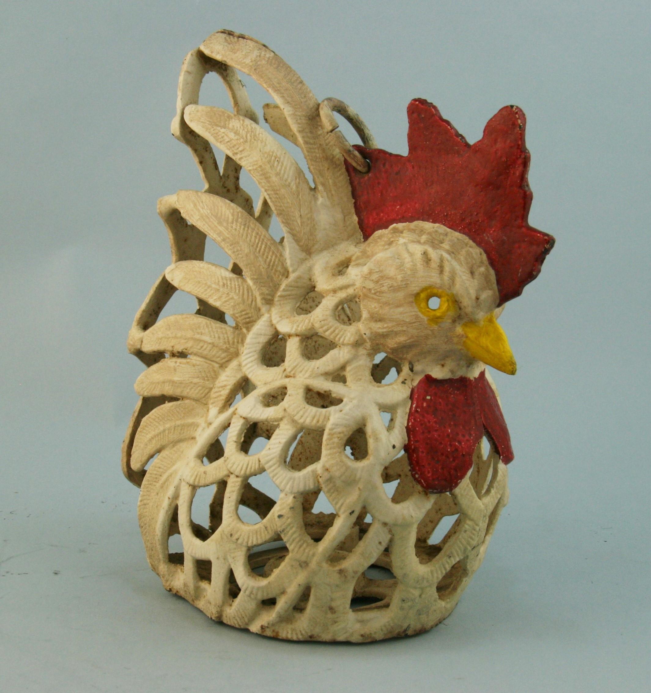 Japanese hand crafted and painted rooster garden lighting lantern decorative sculpture