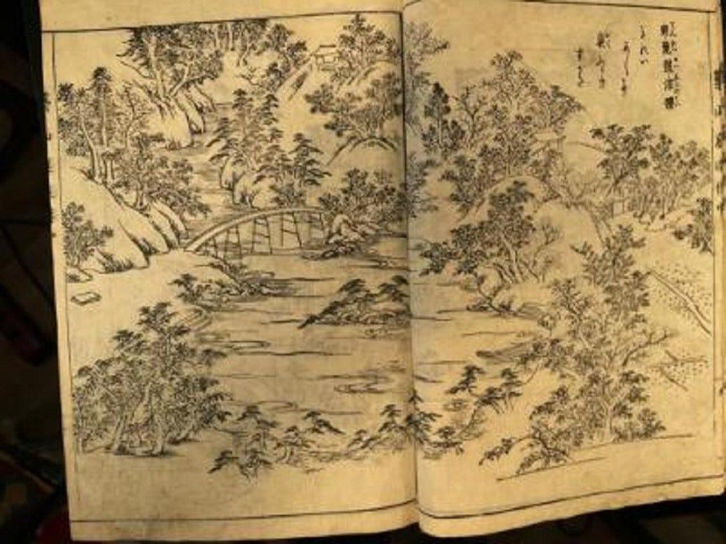  Japanese Complete Antique Garden Design & Landscaping Three Books, 18thc 10
