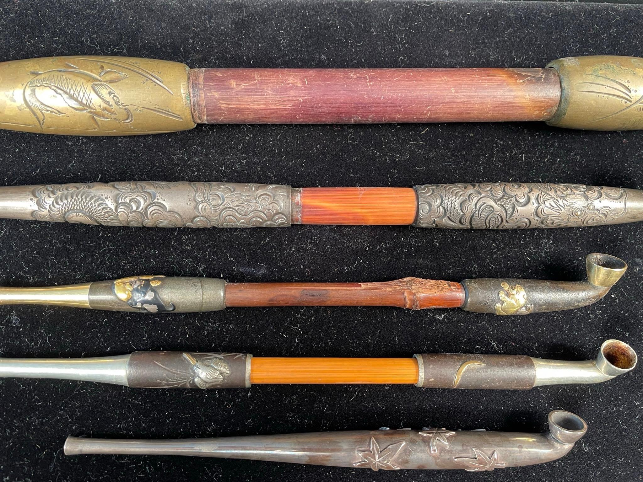 Japonais Collection Japanese Connoisseurs Pipes de fume anciennes Kiseru en vente