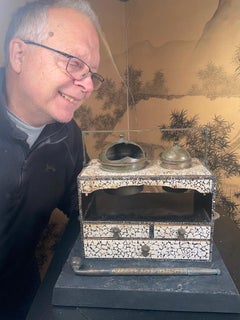 Japanese Connoisseurs Fine Antique Inlaid Mother Of Pearl Smoking Tansu, 19thc.