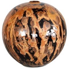 Japanese Contemporary Black Brown Hand-Glazed Porcelain Vase by Master Artist