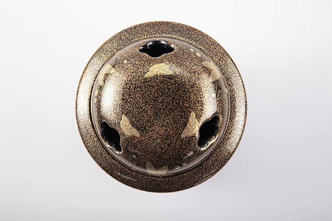 Brûleur d'encens Koro en porcelaine noire et or contemporain japonaise en vente 1
