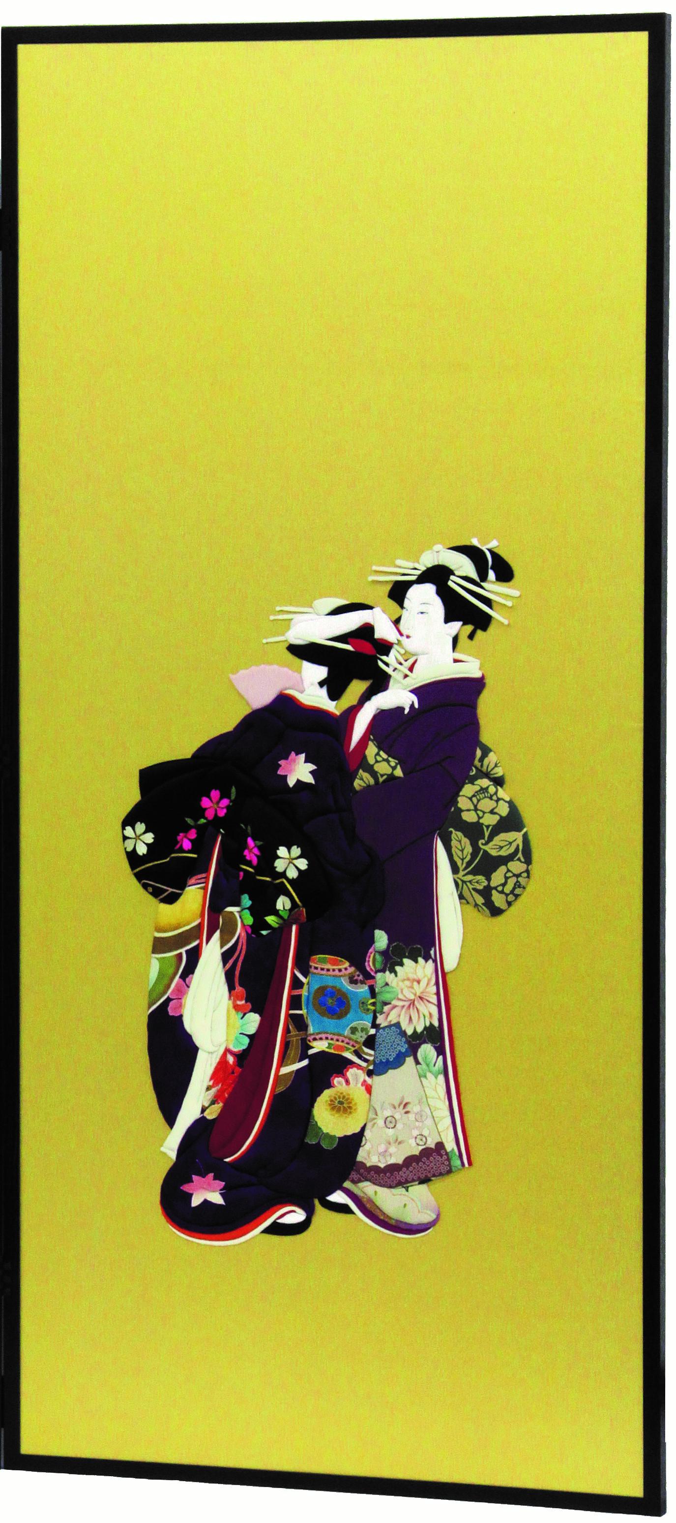 Exceptional Japanese contemporary two-panel 