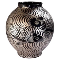 Japanese Contemporary Black Platinum Porcelain Vase by Master Artist, 9