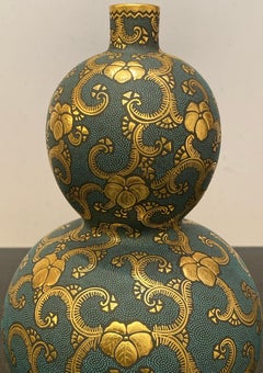 Japanese Contemporary Blue Black Gold Porcelain Vase by Master Artist, 3