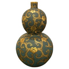 Japanese Contemporary Blue Black Gold Porcelain Vase by Master Artist, 3