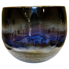 Japanese Contemporary Blue Brown Porcelain Vase by Master Artist, 2