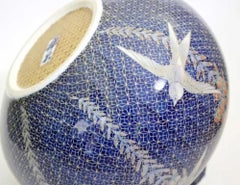 Japanese Contemporary Blue Gray Peach Gold Porcelainn Sculptur by Master Artist