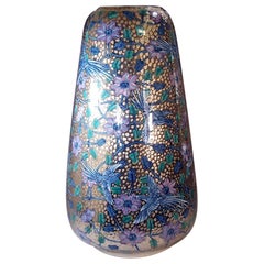 Japanese Contemporary Blue Pink Platinum Porcelain Vase by Master Artist, 6