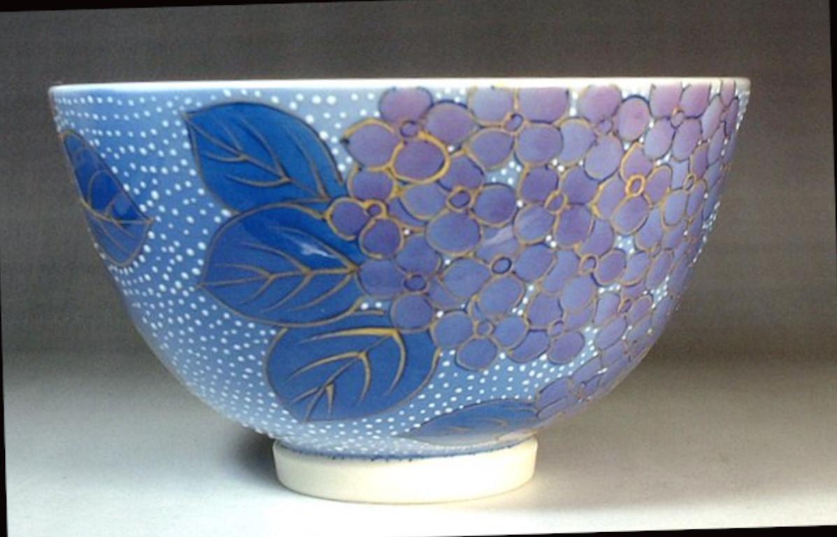 Meiji Japanese, Contemporary Blue Pink Porcelain Match Tea Cup by Master Artist, 2 For Sale