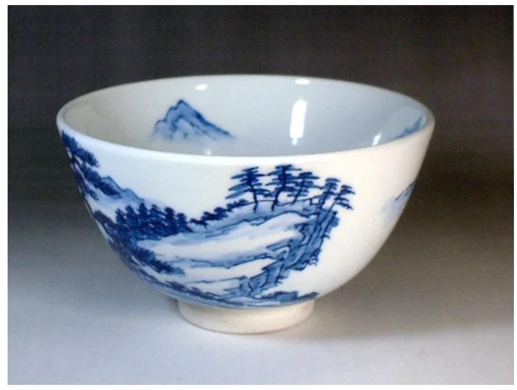 Japanese Contemporary Blue Platinum Pink Porcelain Matcha Tea Bowl by Master, 3 For Sale 7