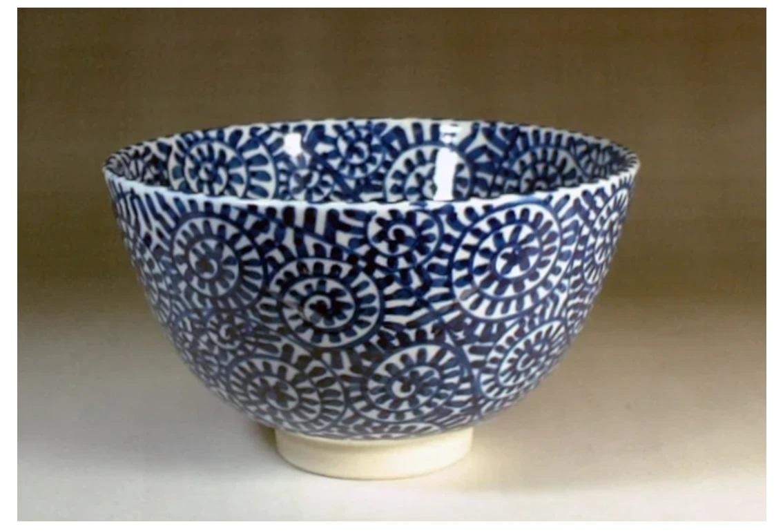 Japanese Contemporary Blue Platinum Pink Porcelain Matcha Tea Bowl by Master, 3 For Sale 9