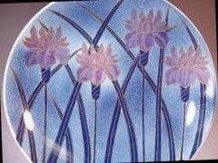 Japanese Contemporary Blue Purple Porcelain Charger by Master Artist