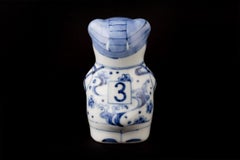 Japanese Contemporary Blue White Porcelain Bear Sculpture, 3