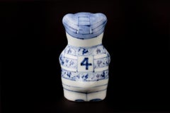 Japanese Contemporary Blue White Porcelain Bear Sculpture, 4