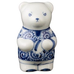 Japanese Contemporary Blue White Porcelain Bear Sculpture, 7