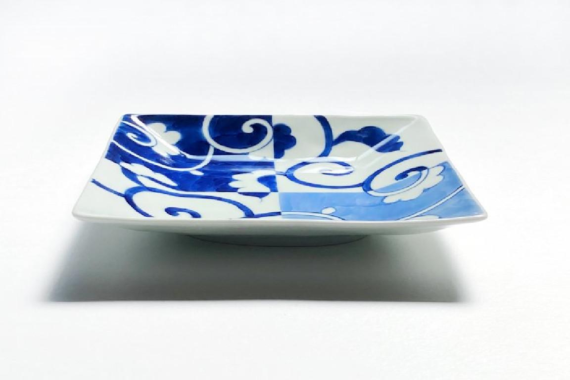 Meiji Japanese Contemporary Blue White Porcelain Dessert or Bread Plate For Sale