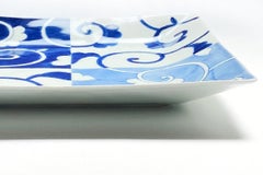 Japanese Contemporary Blue White Porcelain Dinner Plate