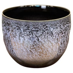 Vaso giapponese contemporaneo in porcellana marrone platino del maestro artista, 2