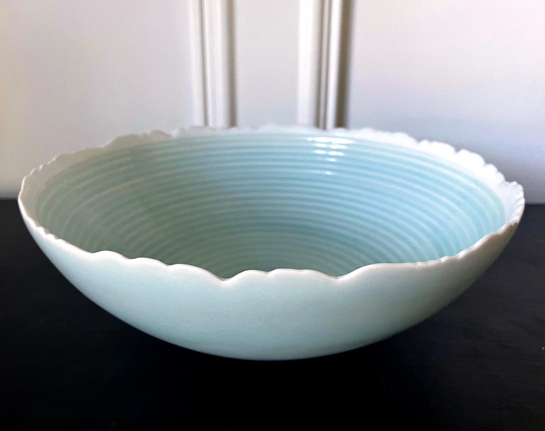 Modern Japanese Contemporary Celadon Ceramic Bowl by Ono Kotaro For Sale