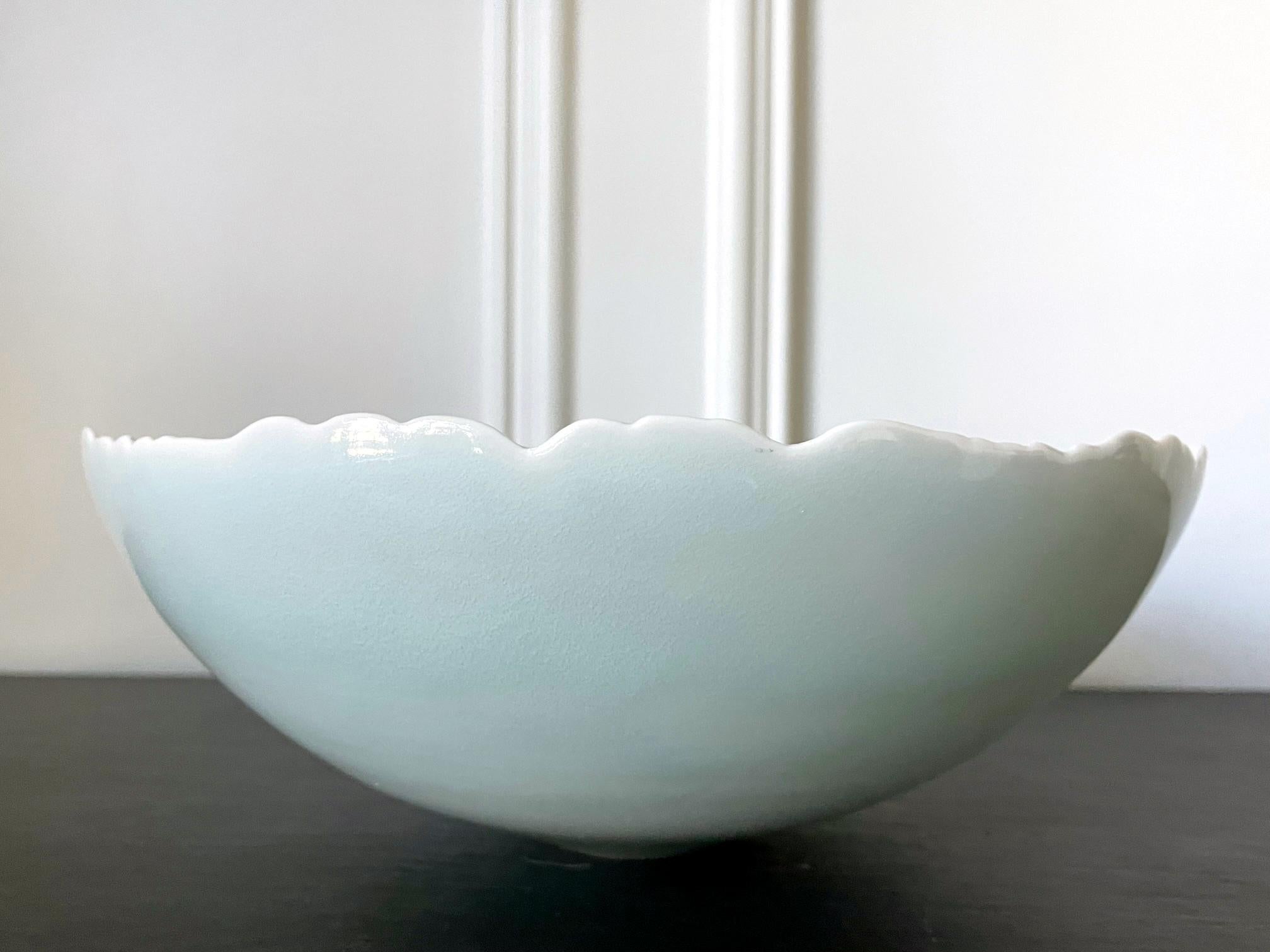 Japanese Contemporary Celadon Ceramic Bowl by Ono Kotaro For Sale 1