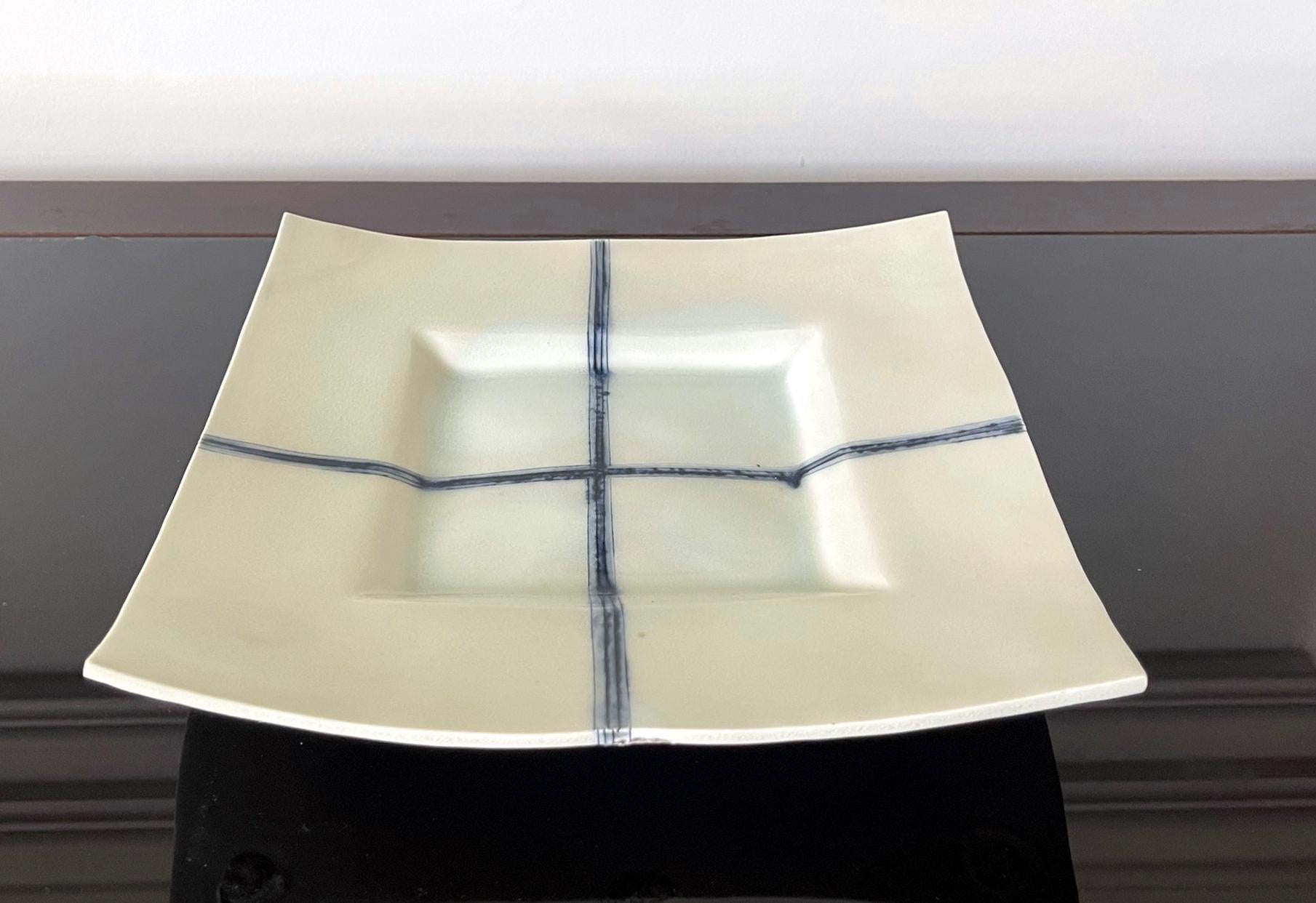 Glazed Japanese Contemporary Ceramic Plate Yoshikawa Masamichi For Sale