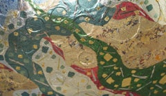 Japanese Contemporary Gold Blue Green Porcelain bowl by Master Artist, 2