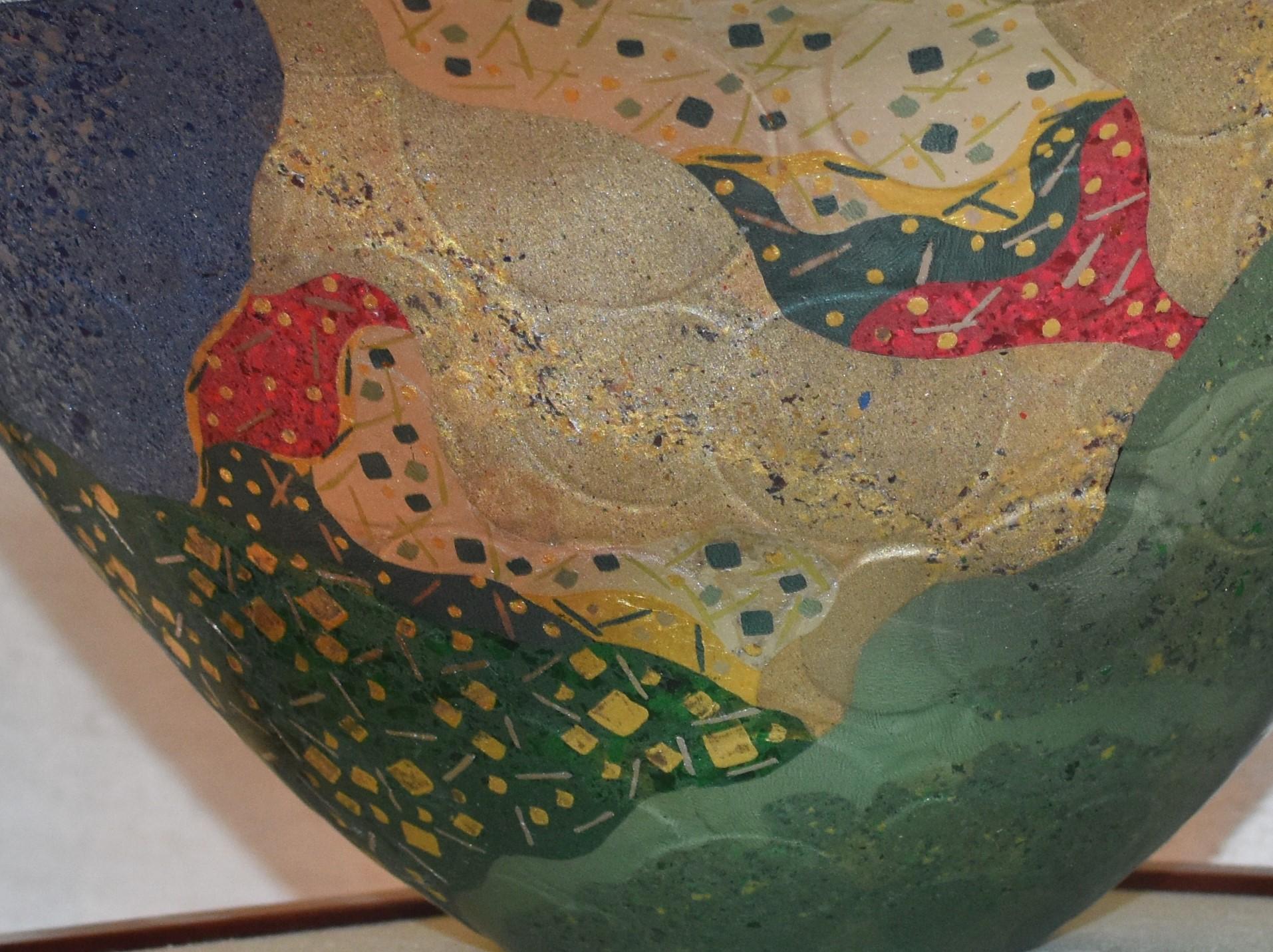 Glazed Japanese Contemporary Gold Blue Green Porcelain bowl by Master Artist, 2 For Sale