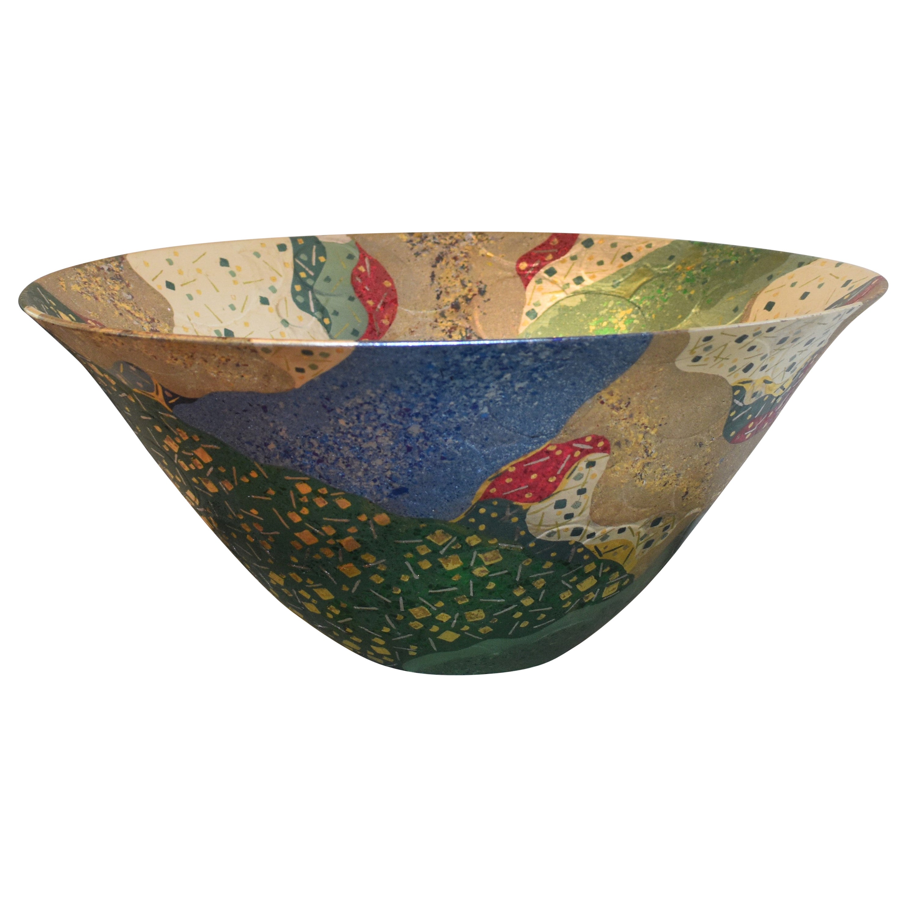 Japanese Contemporary Gold Blue Green Porcelain bowl by Master Artist, 2