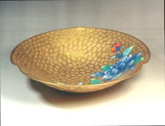 Japanese Contemporary Gold Blue Orange Porcelain Plate by Master Artist, 2
