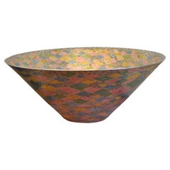 Zeitgenössische japanische Vase aus Gold und Platin mit rosa und grünem Porzellan von Meisterkünstler