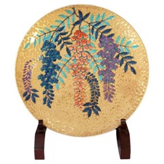 Jarrón japonés contemporáneo de porcelana dorada roja púrpura azul del maestro artista, 3