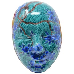 Green Blue Porcelain Mask by Japanese Master Artist