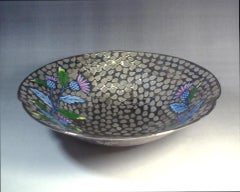 Jarrón japonés contemporáneo de porcelana verde azul rosa platino de Maestro, 3