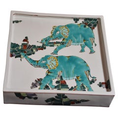 Japanese Contemporary Green Blue Porcelain Charger by Master Artist, 2