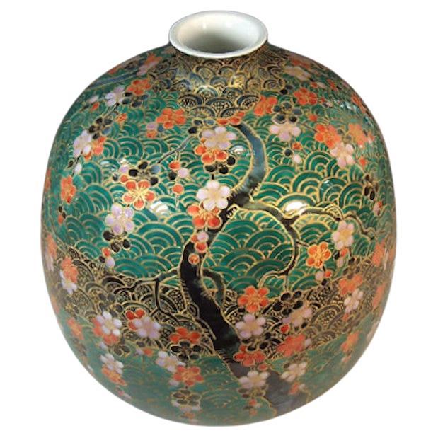Japanese Contemporary Green Red Gold Black Porcelain Charger by Master Artist, 3