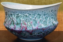 Japanese Green Hand-Glazed Porcelain Vase by Master Artist