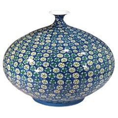 Japanese Contemporary Green Yellow Blue Porcelain Vase, 3