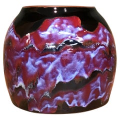 Japanese Contemporary Hand-Glazed Red Black Ceramic Vase by Contemporary Artist